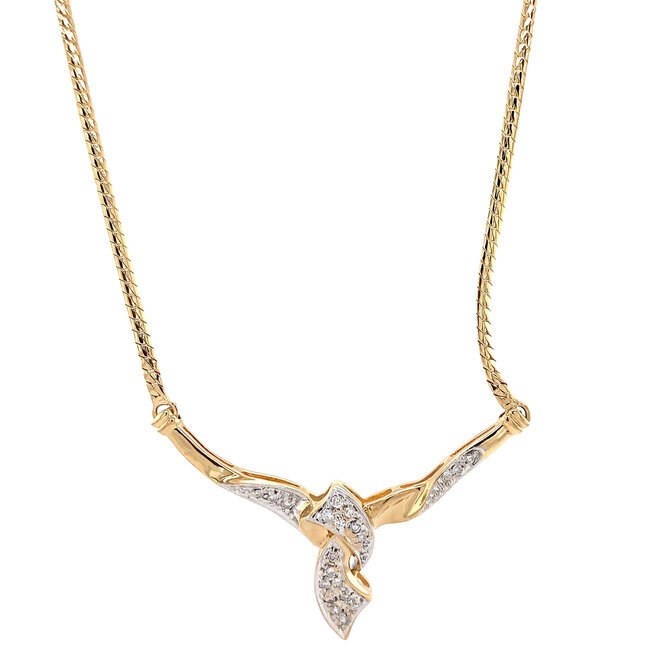 Goldener Choker mit Diamant 14 kt