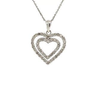 White gold heart pendant with diamond 18 kt