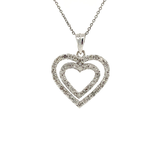 White gold heart pendant with diamond 18 kt