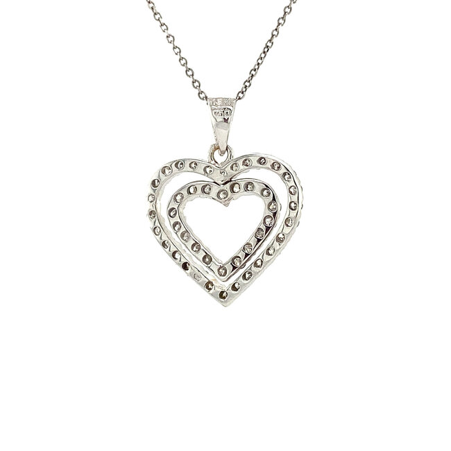 Witgouden hart hanger met diamant 18 karaat