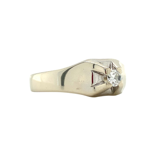 Witgouden ring met diamant 14 krt