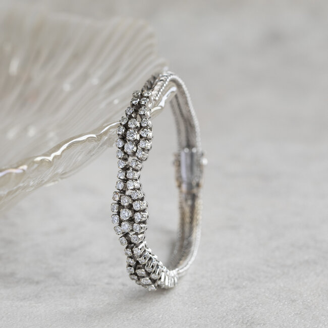 White gold bracelet with diamond 18 cm 18 kt