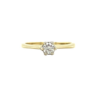 Golden solitaire ring with diamond 14 kt