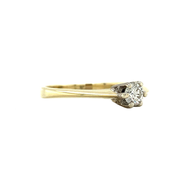 Gold solitaire ring with diamond 14 kt