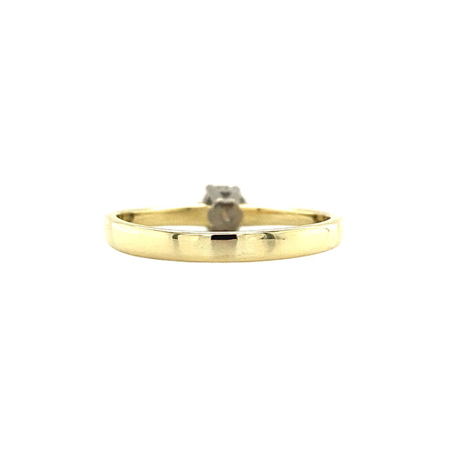 Gold solitaire ring with diamond 14 kt