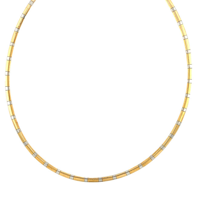 Goldene Omega-Halskette, zweifarbig, 42 cm, 14 Karat