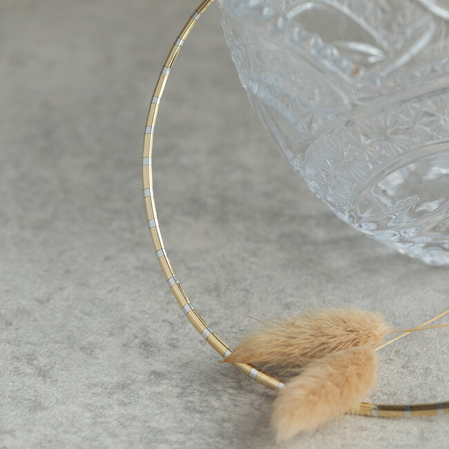 Gold omega necklace bicolour 42 cm 14 kt