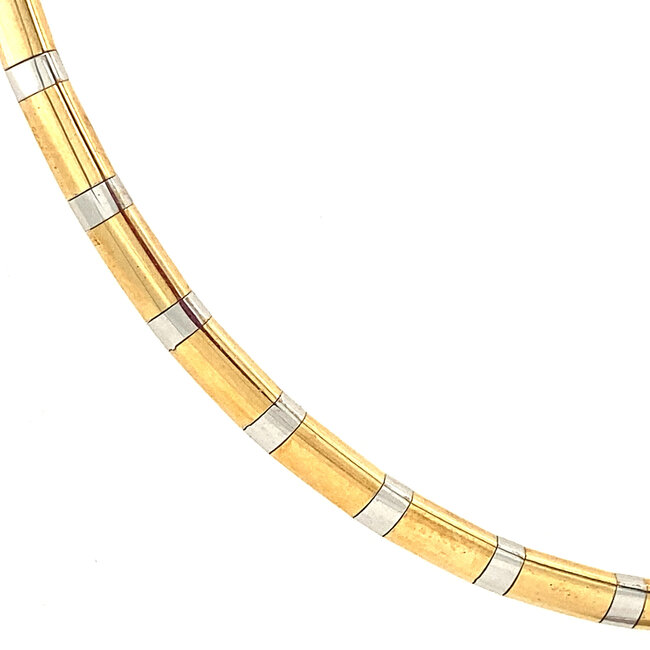 Gold omega necklace bicolour 42 cm 14 kt
