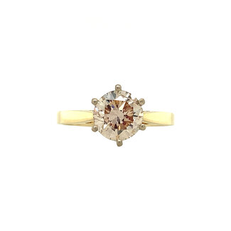 Gouden solitair ring diamant 1.05ct.