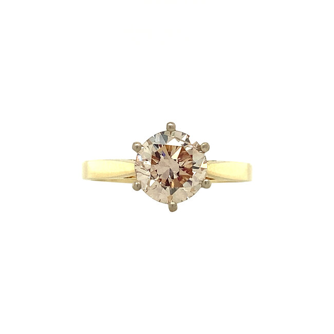 Gouden solitair ring met diamant 1.05ct. 14 krt