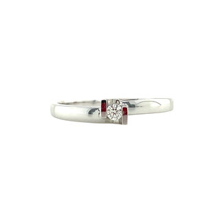 White gold hammered ring with diamond 14 kt* new