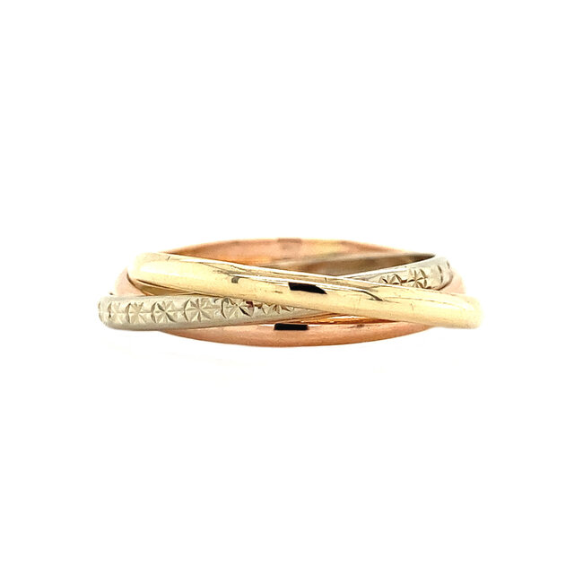 Tricolour gold ring 14 kt