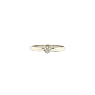 White gold solitaire ring with diamond 14 crt