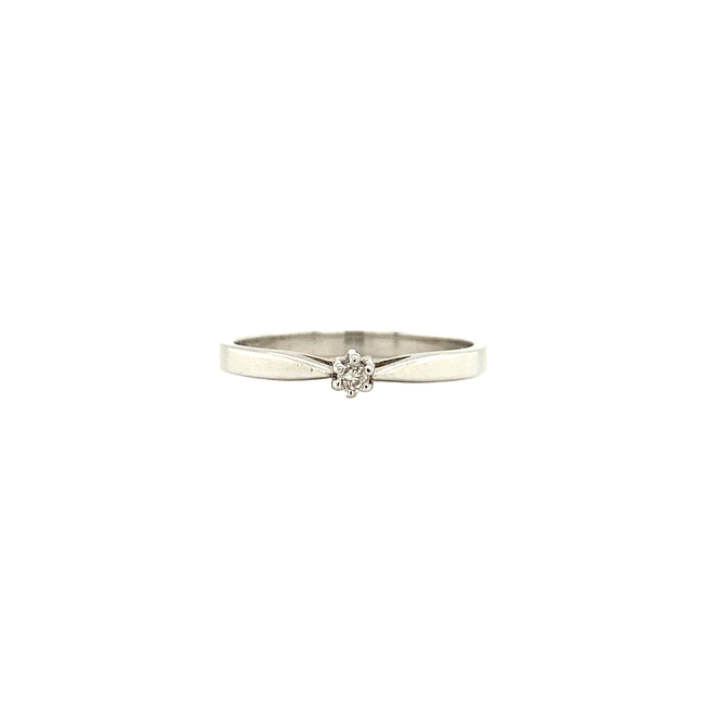 White gold solitaire ring with diamond 14 kt