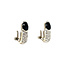 Witgouden oorclips met diamant en saffier 14 krt