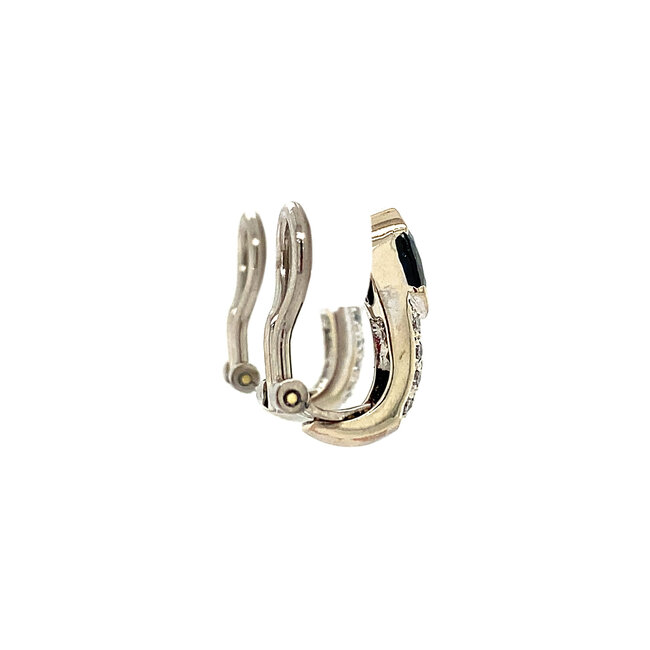 White gold ear clips with diamond and sapphire 14 kt