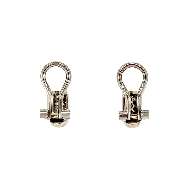 White gold ear clips with diamond and sapphire 14 kt