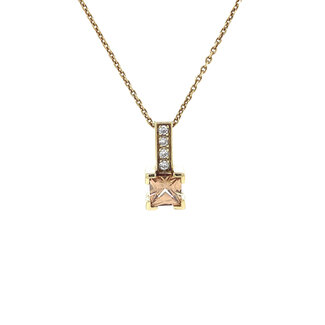 Gold pendant with glass and zirconia 14 kt