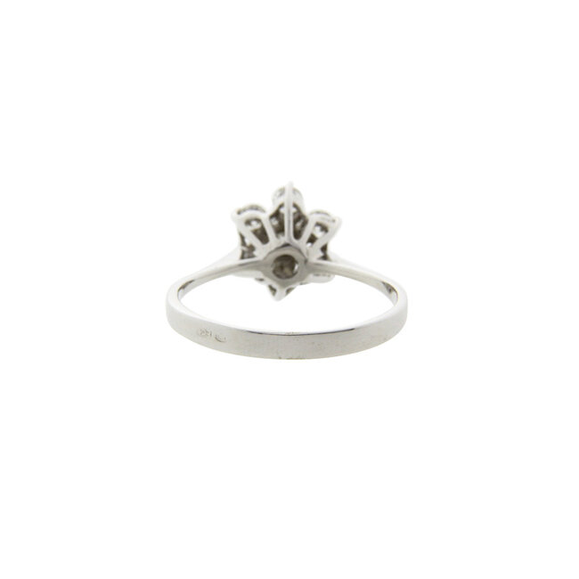 Witgouden entourage ring met diamant 14* nieuw