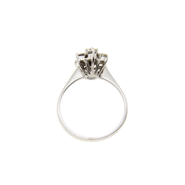 Witgouden entourage ring met diamant 14* nieuw