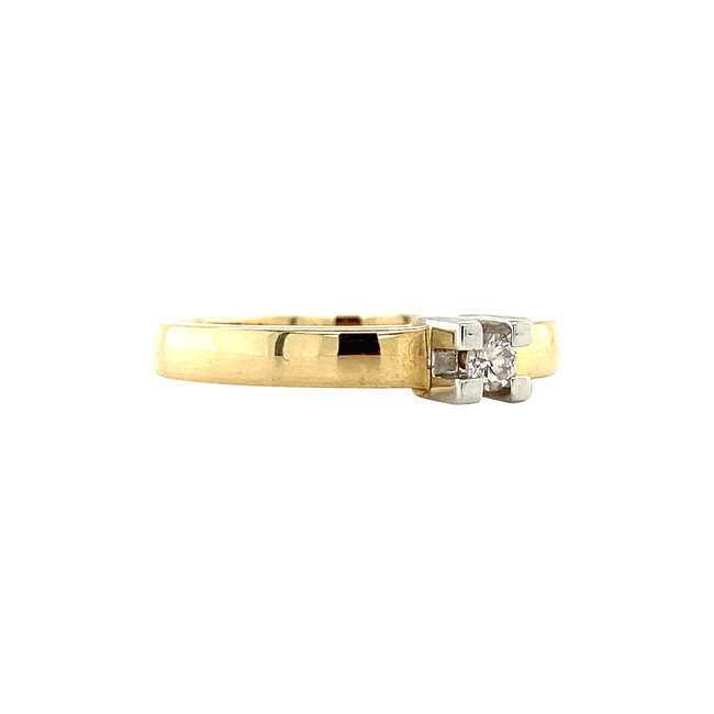 Gouden solitair ring met diamant 14 krt* nieuw