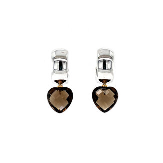 Klappohrringe aus Weißgold mit Rauchtopas 18 ct