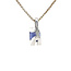 WItgouden hanger met diamant en blauw glas 18 krt