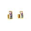 Gold hinged hoop earrings with colored stone 14 kt