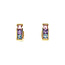 Gold hinged hoop earrings with colored stone 14 kt