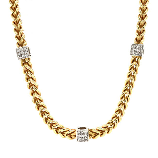 Bicolor goldene Fantasie-Kette 42 cm 14 kt