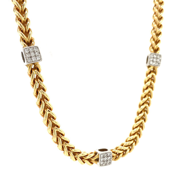 Bicolor goldene Fantasie-Kette 42 cm 14 kt