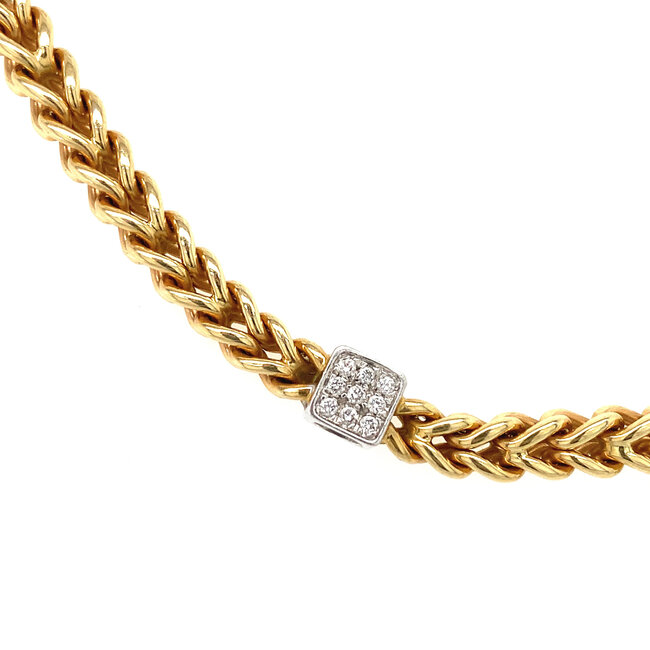 Bicolour golden fantasy necklace 42 cm 14 kt