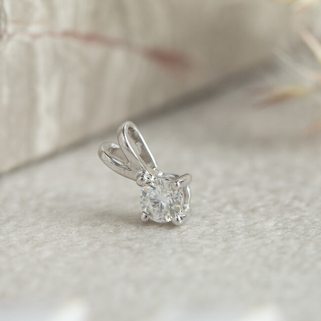 Witgouden solitair hanger met diamant 14 krt* nieuw