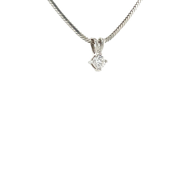 Witgouden solitair hanger met diamant 14 krt* nieuw