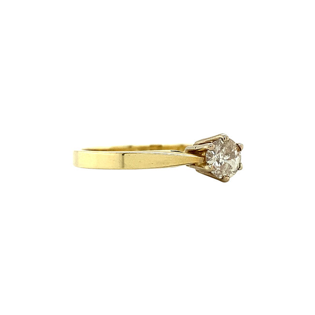 Gouden solitair ring met diamant 14 krt* nieuw