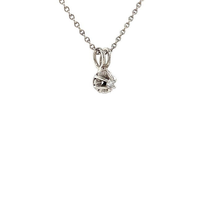 White gold solitaire pendant with diamond 14 kt