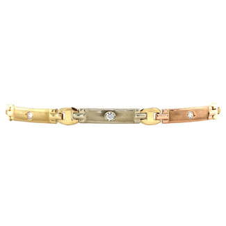 Tricolor Goldarmband mit Zirkonia 14 kt