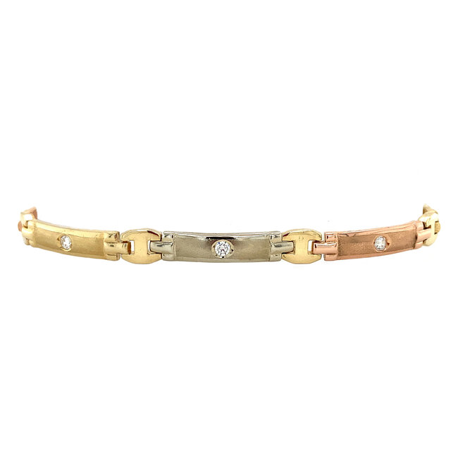 Tricolor goldenes Armband mit Zirkonia 14 kt