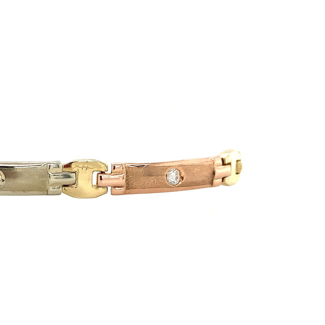 Tricolor goldenes Armband mit Zirkonia 14 kt