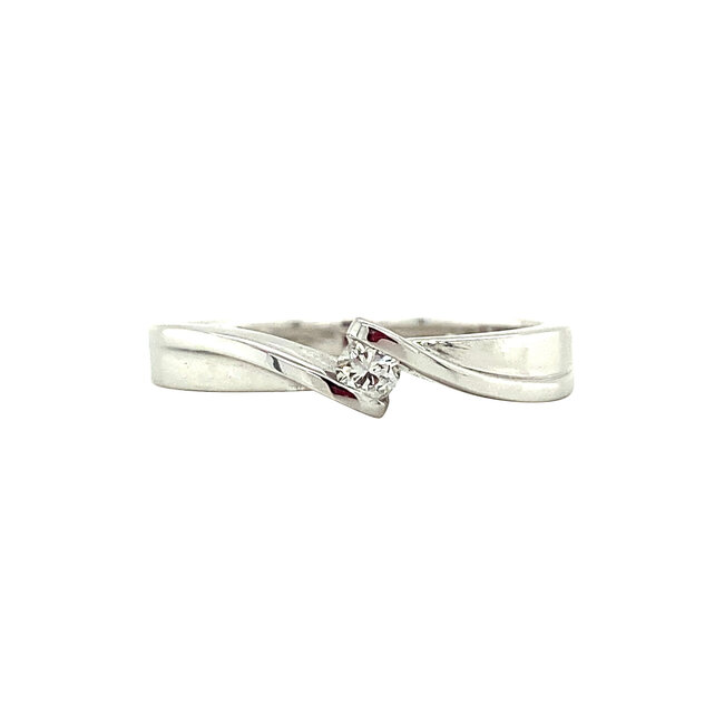 White gold slag ring with diamond 14 kt* new