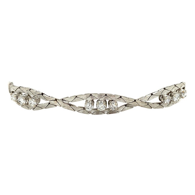 Witgouden armband met diamant 14 karaat