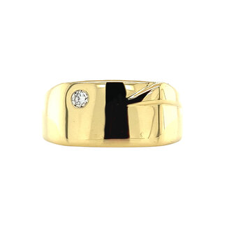 Golden men's ring with diamond 18 kt