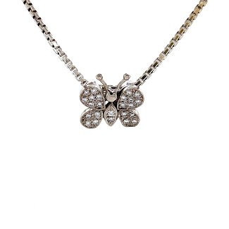 White gold butterfly pendant with diamond 18 kt