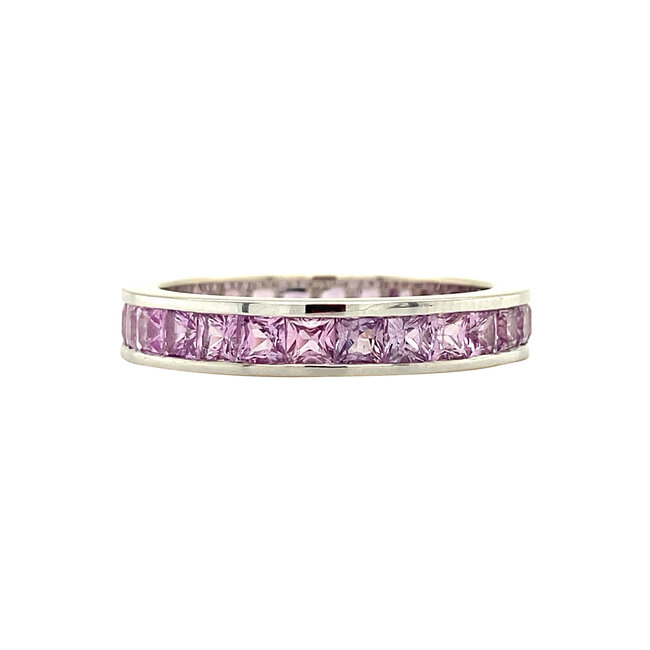 White gold alliance ring with pink sapphire 18 kt