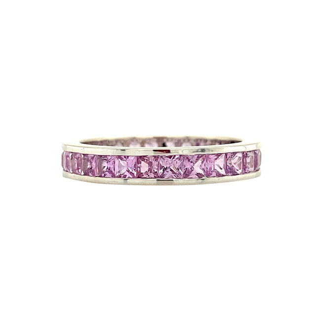 White gold alliance ring with pink sapphire 18 kt