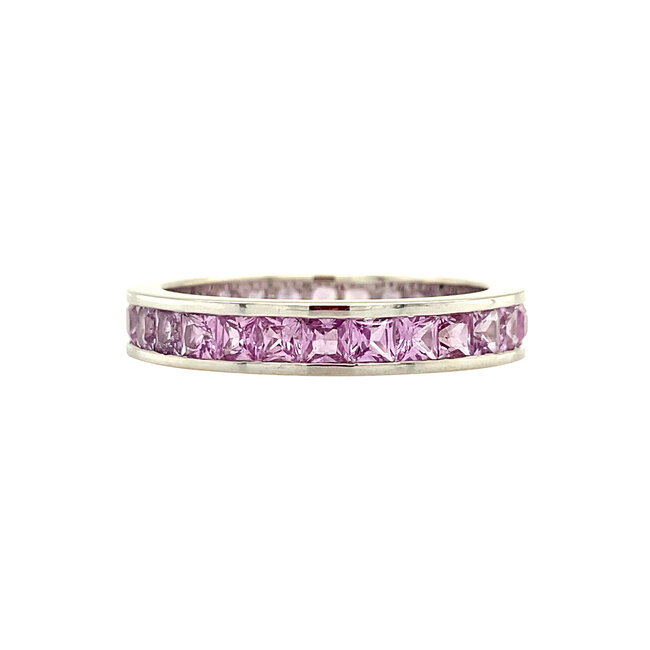 White gold alliance ring with pink sapphire 18 kt