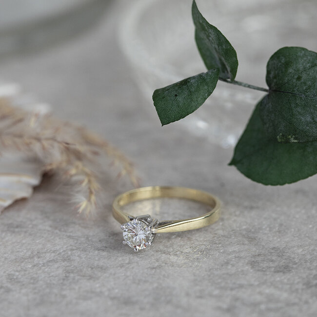 Gouden solitair ring met diamant 0.51ct. 14 krt* nieuw