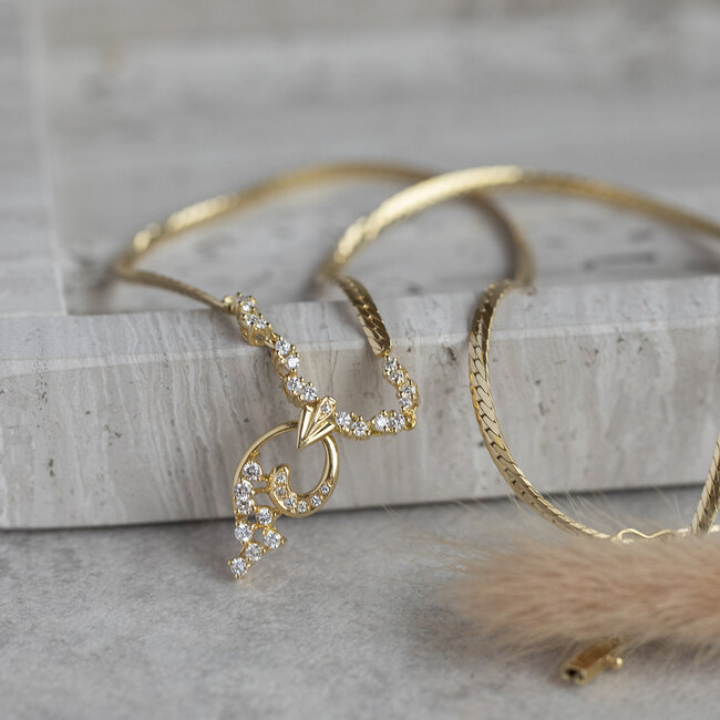 Gouden choker met diamant 18 krt
