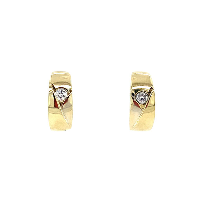 Gouden klapcreolen met zirkonia 14 krt