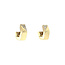 Gouden hexagon klapcreolen met diamant 14 krt